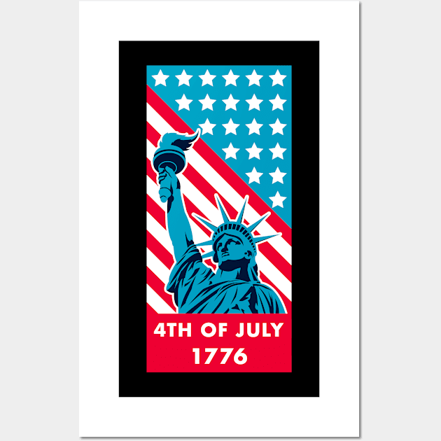 4th of July 1776 USA Statue of Liberty America Wall Art by Super Fresh Art